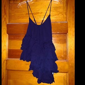 Dark blue ruffle shirt
